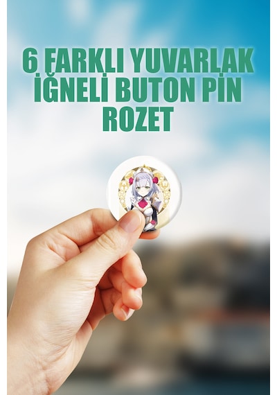 Noelle Genshin İmpact Çanta Süsü Rozet İğneli Buton Rozet Seti 6 Adet Çok Renkli