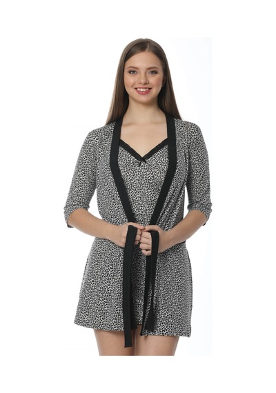 İbrahim Burak Etiler Collection Moda Çizgi Bayan Gri Leopar Desenli Gecelik Sabahlık Takım 1107 Gri - Leopar İbrahim Burak Etiler Collection Moda Çizgi Bayan Gri Leopar Desenli Gecelik Sabahlık Takım 1107 Gri - Leopar