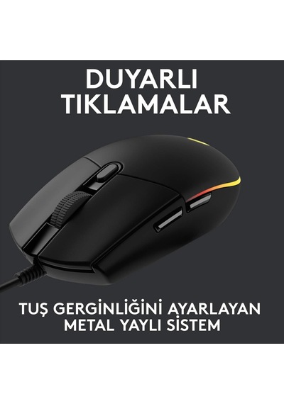 G102 Kablolu Oyuncu Mouse, Lıghtsync Rgb Aydınlatma, 8.000 Dpı, 6 Programlanabilir Tuş, Siyah