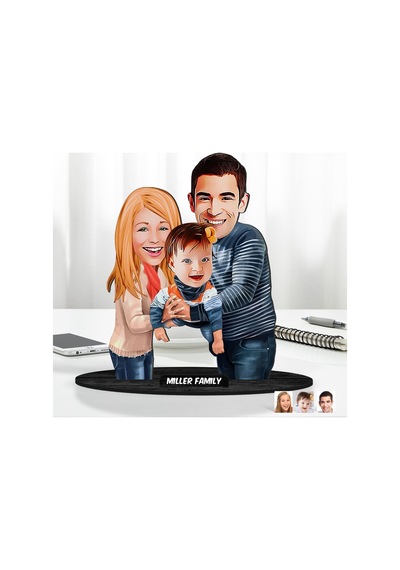 Kişiye Özel Aile Karikatürlü Ahşap Biblo Model-21 Babaya Hediye, Anneye Hediye, Ev Hediyesi Kobitmeyen138329 Bk Gift