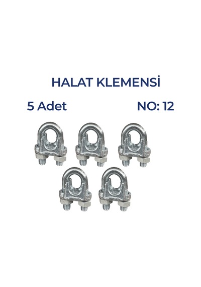 Çelik Halat Klemensi No:12 Güçlü Halat Bağlantı Ve Sabitleme Parçası 5 Adet