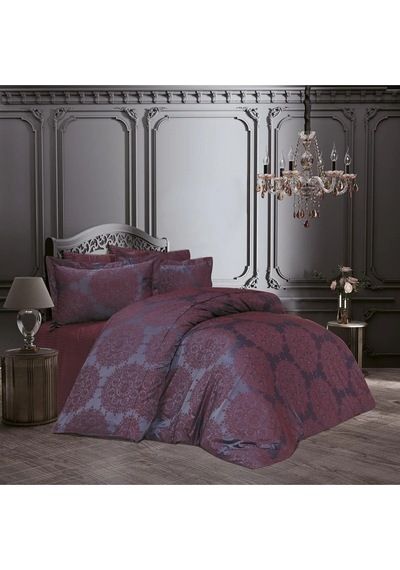 Tiara Bambu Jakar Kumaş Bordo Çift Kiş. Nevresim Takımı 6 Parça - 1194 Renkli