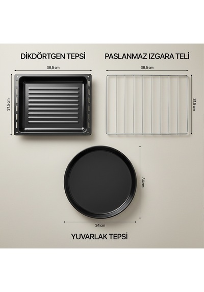 Akel AF340L 34 L Gri Mini/Midi Fırın