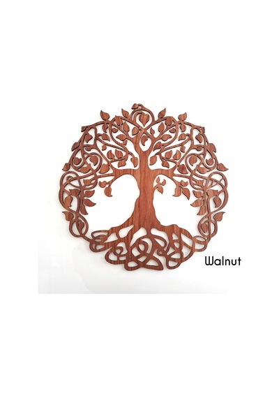 Tr Hayat Ağacı Ceviz Doğal Ahşap Kaplama Duvar Dekoru, Tree Of Life Duvar Tablosu, Zen Ve Yoga Odası İçin Ahşap D Diğer