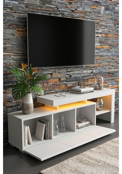 Luma Led Işıklı Tv Ünitesi 160 Cm - Modern Tv Sehpası Beyaz Luma Led Işıklı Tv Ünitesi 160 Cm - Modern Tv Sehpası Beyaz