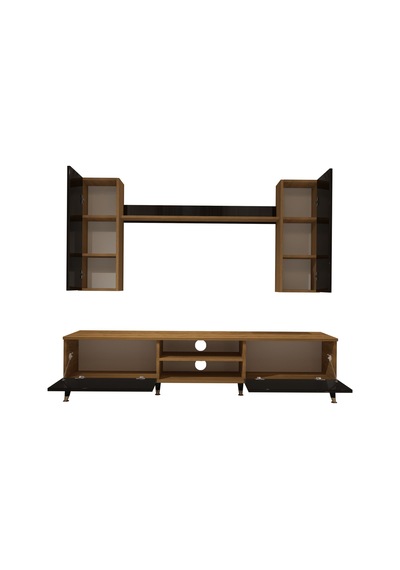 Decoraktiv Eko 7 Mdf Dvd Gold Tv Ünitesi Tv Sehpası Pera - Siyah