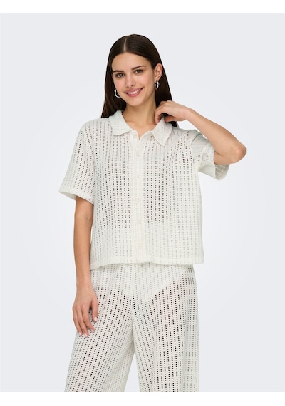 Only Onlfreya S/s Polo Cardıgan Jrs Kadın Beyaz Hırka - 15349327 Beyaz