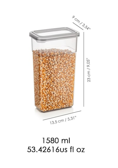 12'li Etiketli Erzak Saklama Kabı Seti - Sızdırmaz Kapaklı Bakliyat Saklama Kutusu - 12 X 1580 Ml Antrasit