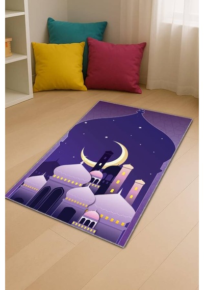 Mor Cami Temalı Unisex Çocuk Seccadesi Cs07n11
