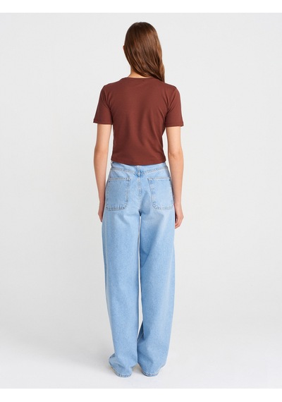 Dilvin 71795 Taşlanmış Balon Denim Pantolon-açık Mavi Açık Mavi