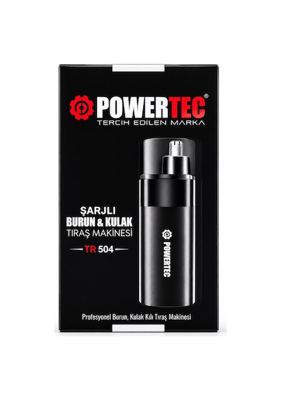 Powertec TR-504 Profesyonel Şarjlı Burun & Kulak Kılı Tıraş Makinesi 9600 Rpm 2 Saat Siyah