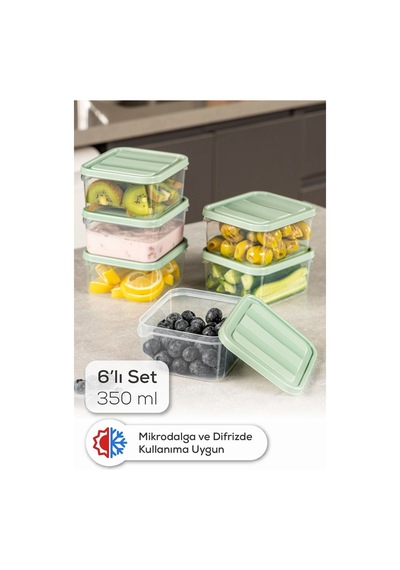 Vienev 6lı 350 Ml Buzdolabı Dondurucu Organizer Mikrodalga Ve Difrize Uygun Saklama Kabı Mint