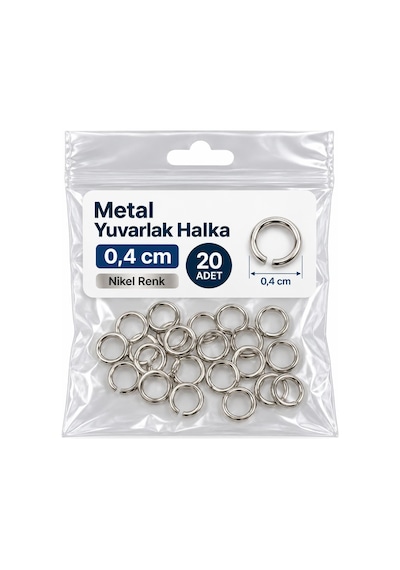 Paracord Aksesuar Bileklik,hobi Bağlantı Metal Yuvarlak Halka 0.4 Cm Nikel Renk 20 Adet