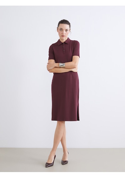 Lcwaıkıkı Classic Bordo Polo Yaka A Kesim Modal Karışımlı Elbise