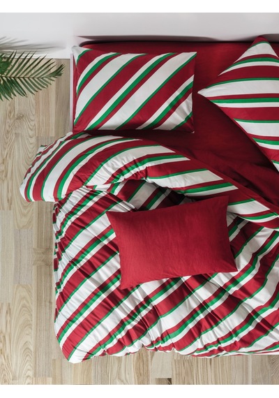 Cozy Home Festive Çift Kişilik Lastikli Çarşaflı Nevresim Takımı Merry Kırmızı Kırmızı
