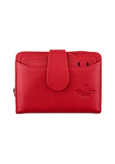 Alphaclub Bag Kadın Çok Bölmeli Kartlıklı Çıtçıt Kapamalı Cüzdan Kırmızı