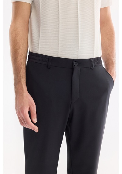 Avva Erkek Lacivert Beli Lastikli Teknik Kumaş Comfort Slim Fit Pantolon A61y3209
