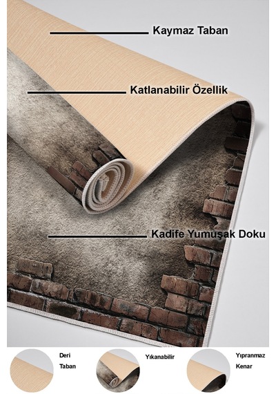 Dekoreko Kaymaz Taban Djt Banyo Halısı Yıldız Deri Modern F5049 gri