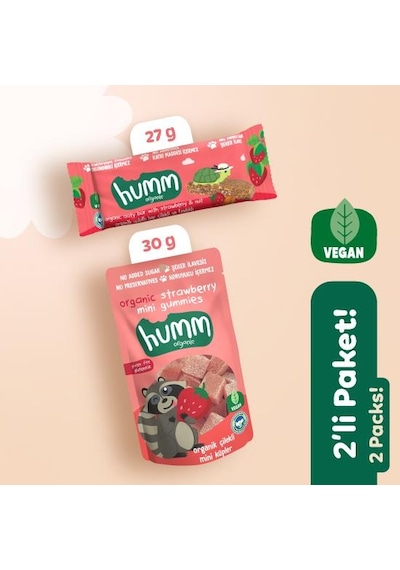 Organik Vegan Çilekli Atıştırmalık Paketi - 2 Adet 2 Çeşit 560 G