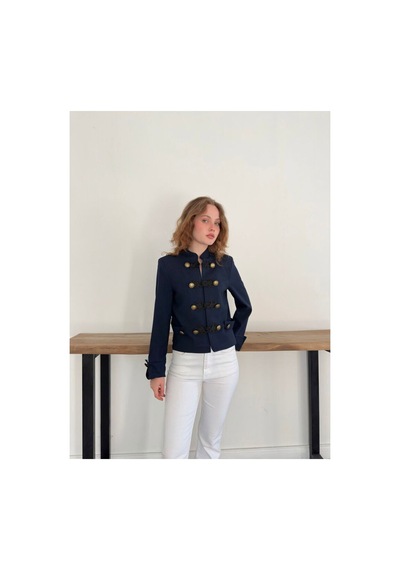 Verymoda Çin Düğmeli Ceket F2105 Lacivert