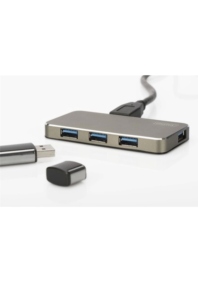 Digitus Da-70240-1 4 Port Usb 3.0 Hub, 5v-2a Güç Adaptörü Dahil, Alüminyumi Da-70240-1