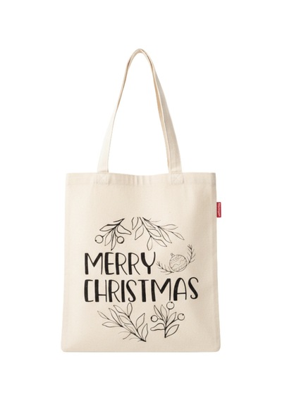 Baghashtag Merry Christmas Baskılı Bez Çanta Çok Renkli