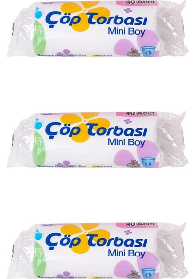 Canhome Beyaz Mini Küçük Boy 40x50 Cm. 30 Litre Çöp Torbası Poşeti - 40 Adetlik 3 Rulo