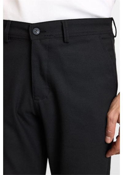 Süvari Siyah Slim Düz Twill Normal Bel Casual Pantolon Spn2020500035-s09
