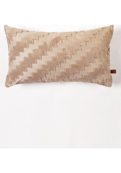 Bohem Özel Tasarım Punch Panç Desen Dekoratif Dikdörtgen Kırlent Kılıfı 28x50 cm Zigzag Natural