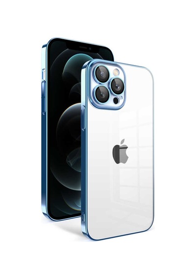Zeyline Apple Uyumlu iPhone 12 Pro Max Kamera Korumalı Renkli Çerçeveli Zore Garaj Kapak-mavi Açık