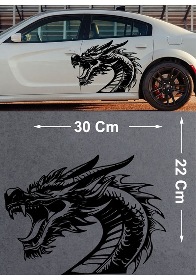 Ejderha Dragon Sticker - Araba Oto Motosiklet Cam Karavan Araç Sticker - 00236 30x22 Cm