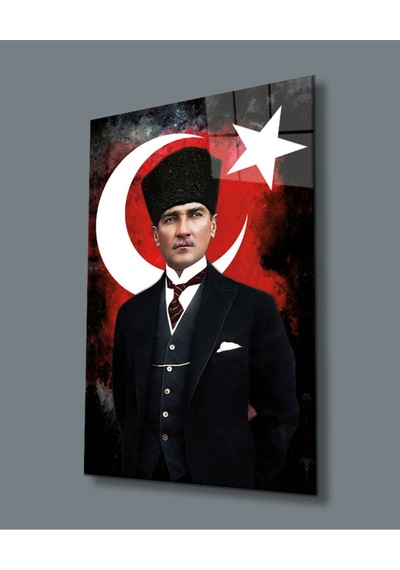 Miyrem Glasses Collection -a1^ Atatürk Ve Türk Bayrağı Uv Baskılı Cam Tablo