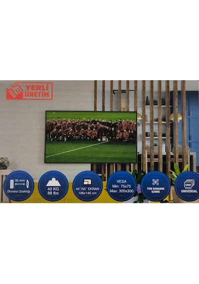Umut 42" - 55" Tv Duvar Askı Aparatı Kilitli Ymn-4255
