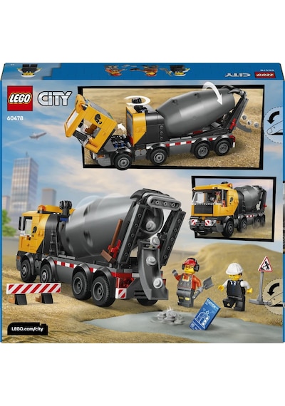 LEGO® City Beton Mikseri 60478 - 7 Yaş ve Üzeri Çocuklar İçin Minifigür İçeren Yaratıcı Oyuncak Yapım Seti (371 Parça)