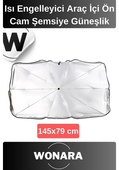 Deluxe Uv Koruyucu Titanyum Gümüş Kaplama Dayanıklı Isı Engelleyici Araç İçi Ön Cam Şemsiye Güneşlik