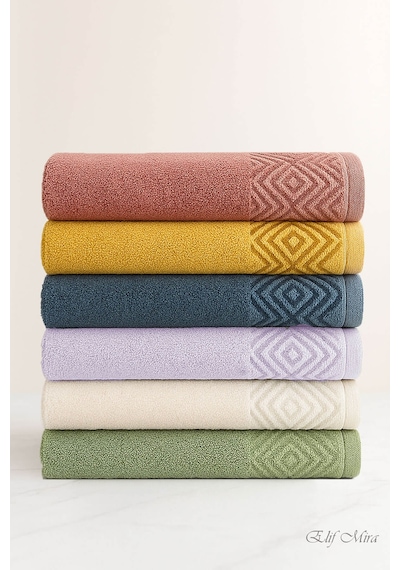 6 Lı El Yüz Havlusu Seti %100 Pamuklu 50x90 Cm Pure Cotton Indigo