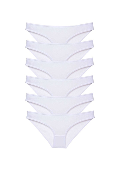 Royaleks 6 adet Süper Eko Set Likralı Kadın Slip Külot Beyaz RYL-EKO6005 Beyaz