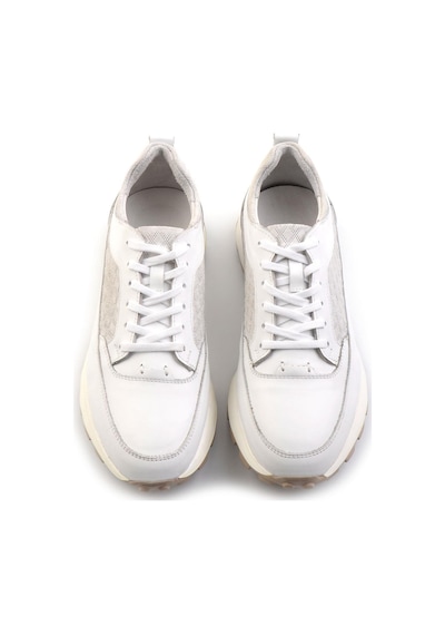 Beyaz Hakiki Deri Erkek Sneaker E01034222403 Beyaz