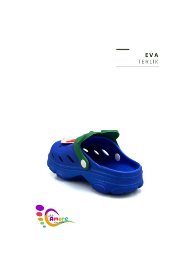Sermoda Gözlük Desen Ayıcıklı Eva Çocuk Plaj Havuz Terlik Sabo Terlik Mavi Kırmızı