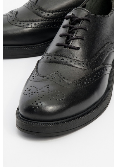 Luvishoes Avra Siyah Cilt Hakiki Deri Kadın Oxford Ayakkabı Siyah