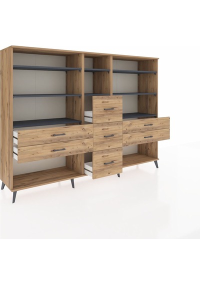 Hyperion Dolap 8 Raflı 7 Çekmeceli 220x44x163 Çam-antrasit/çam Çam-antrasit/çam Hyperion Dolap 8 Raflı 7 Çekmeceli 220x44x163 Çam-antrasit/çam Çam-antrasit/çam