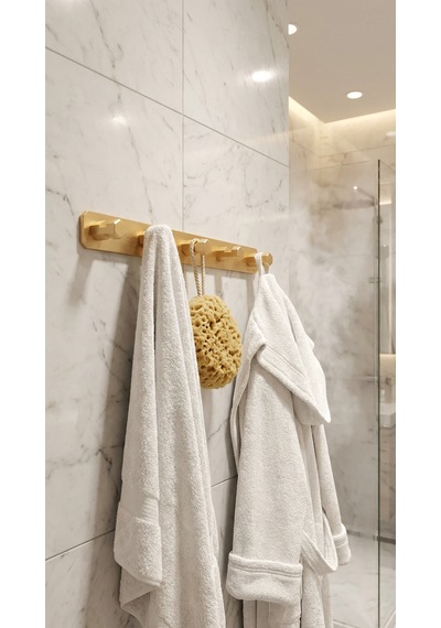 5'li Premium Gold Alüminyum Banyo Mutfak Havlu Bornoz Askısı Altın