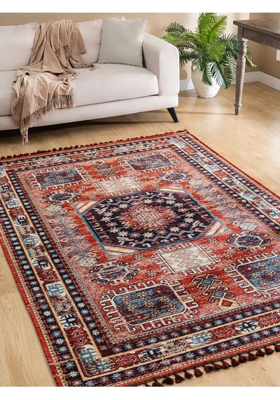 Tuğra Halı Kuman Kilim Eskitme Desenli Kilim Ku04 Renkli