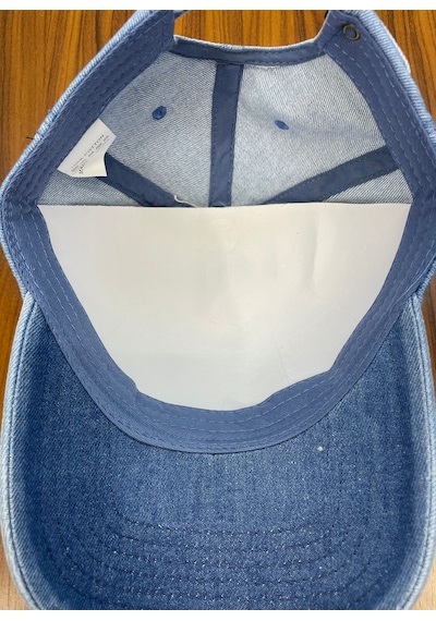 Denim Jean Kot Kumaş Vintage Yıkamalı Unisex Cap Şapka Açık Mavi