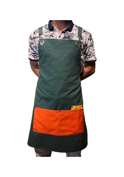 Koyu Yeşil Yeni Sezon Trend Çapraz Askılı Önlük Barista Garson Koyu Yeşil