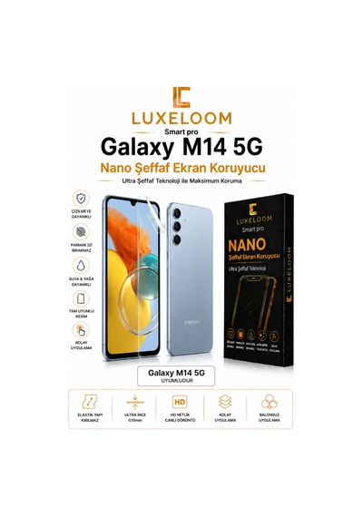 Luxeloom Samsung Samsung Uyumlu Galaxy M14 5g Nano Şeffaf Ekran Koruyucu Film