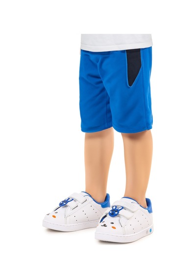 Kiko Kids Bart Cırtlı Işıklı Erkek Bebek Spor Ayakkabı Beyaz - Mavi