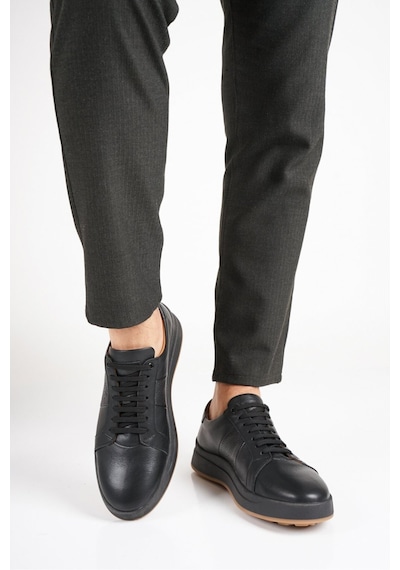 Fame Step Hakiki Deri Erkek Casual Ayakkabı Comfort Bağcıklı Ortopedik Günlük Rahat Taban Siyah Sneaker Verona