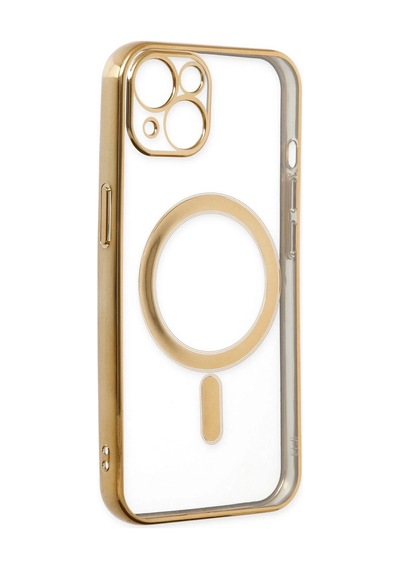 Cosmotex Newface Apple, Uyumlu iPhone 14 Plus Kılıf Magneticsafe Lazer Silikon - Gold