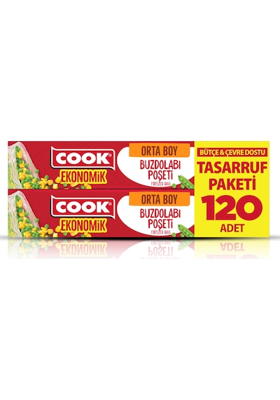 Cook Eko Buzdolabı Poşeti Orta Boy 120'li 5 Adet Çok Renkli